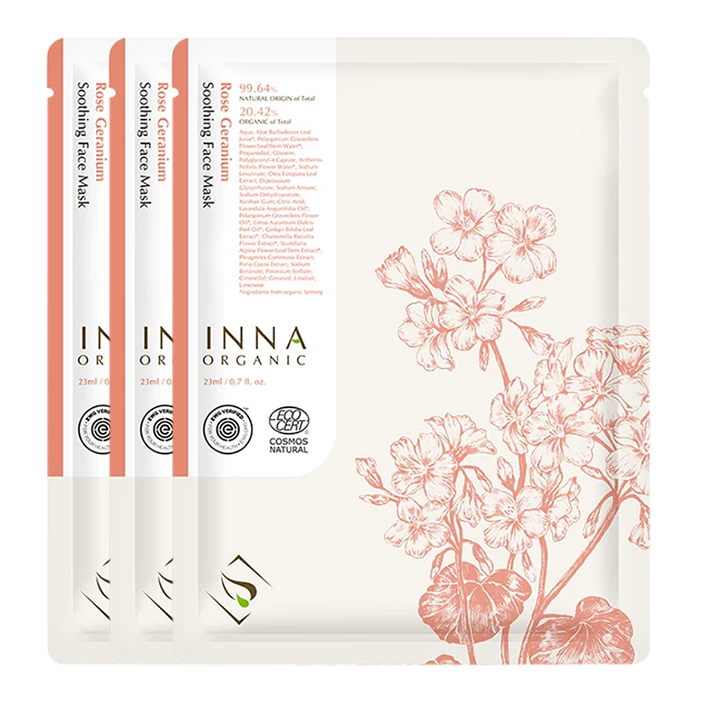 Inna Organic 玫瑰天竺葵修護舒敏隱形面膜 - 1片/ 3片/ 5片