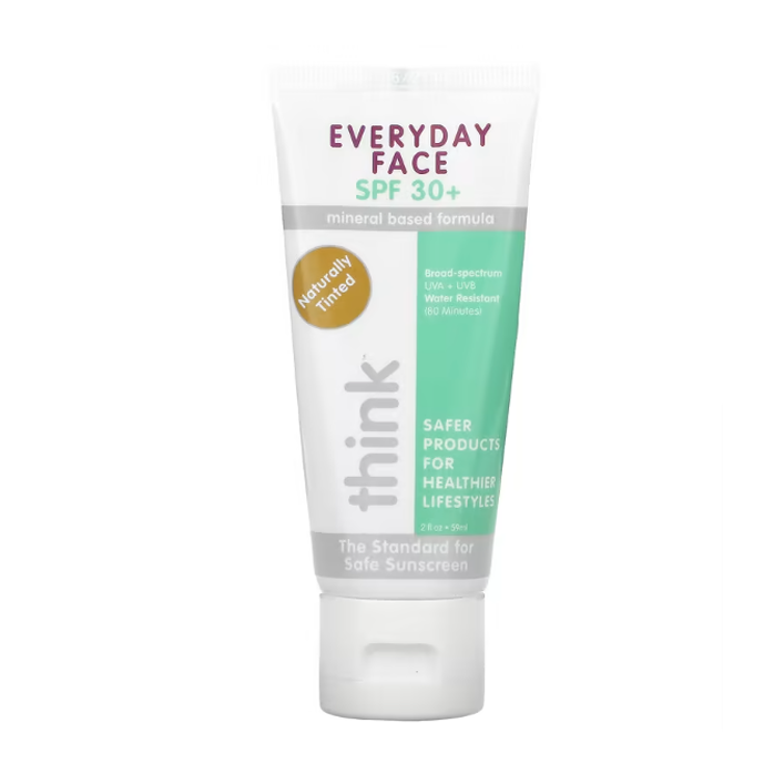Think, 日常 面部礦物防晒霜, SPF 30+，自然色, 2 液量盎司 (59 毫升) 更安全、更有效