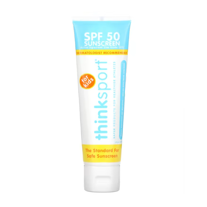Thinksport 礦物防曬霜，SPF 50，兒童適用 (成人也適用)，3 液量盎司 (89 毫升) 更安全、更有效